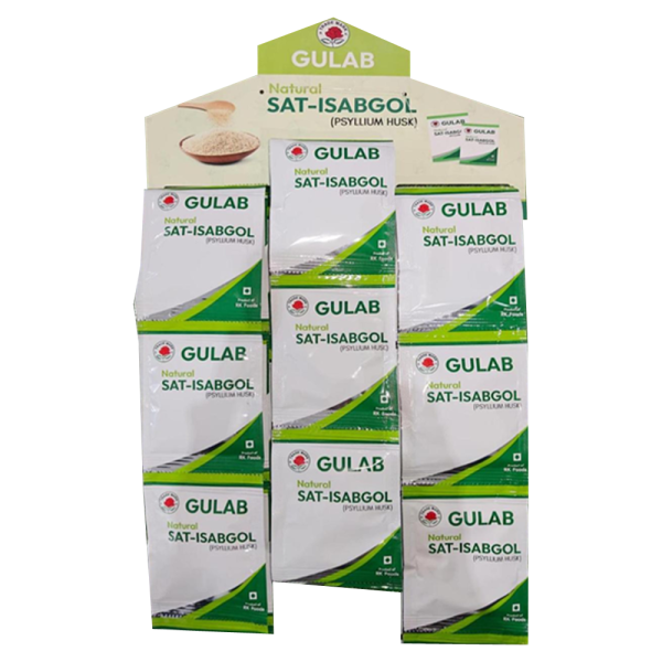 Natural Sat-Isabgol Psylum Husk Gulab Natural Sat-Isabgol (Display Pack/Sachets) 36 Pcs